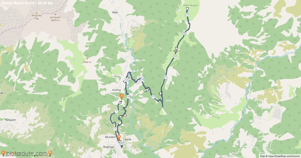 Nanda Sacred Trails Course Map BEDNI KUND